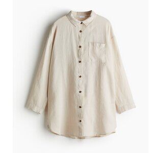 H&M Premium Washed Linen Nightshirt, XS, Beige